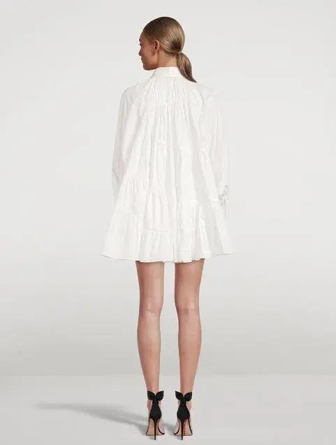 Aje Cascade Gathered Smock Mini Dress in Ivory/White Size 10 - Image 2