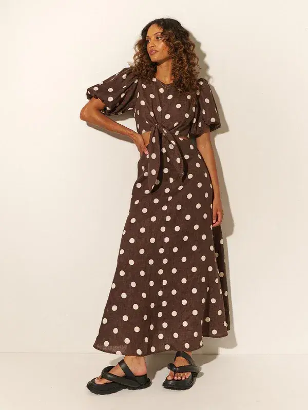 Kivari Harper Maxi Dress Brown Print Size 6 for rent on The Volte - main image