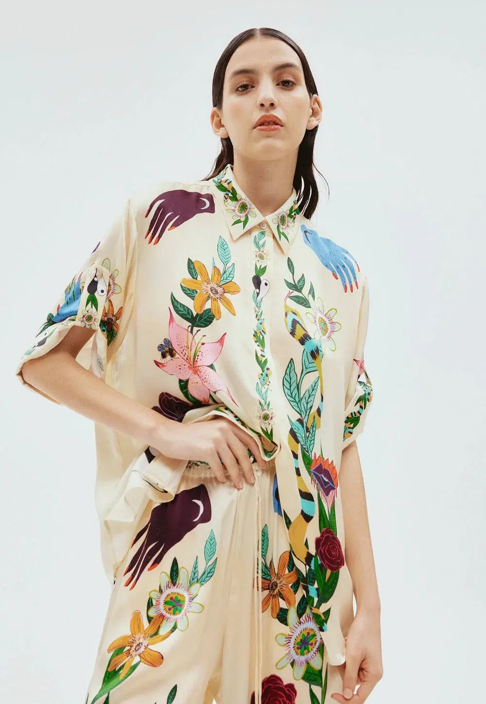 Alemais Meagan Silk Pant Size 10 And Oversized Shirt Size 8 Set Print for rent on The Volte - main image