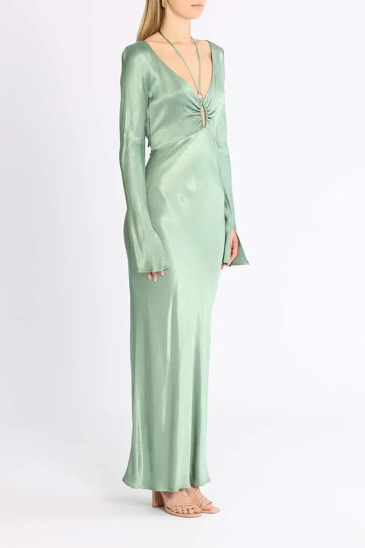 Bec and Bridge Malyka Long Sleeve Maxi Dress Green Size 6 - Image 2