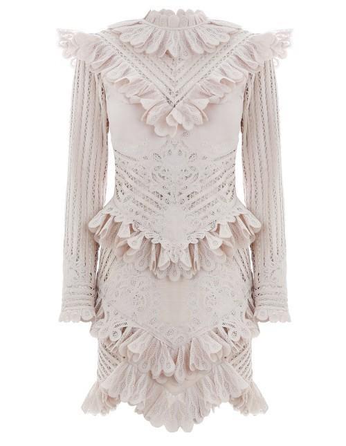Zimmermann Unbridled Battenburg Mini Dress Buff Size 8 for rent on The Volte - main image