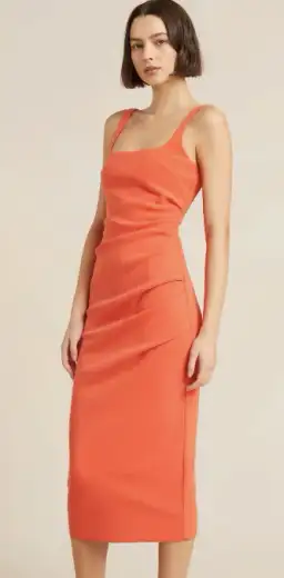 Bec & Bridge Karina Tuck Midi Dress Orange Size 12