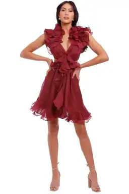 Zimmermann Ladybeetle Ruffle Mini Burgundy Size 10