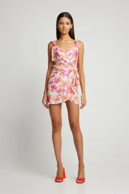 Sofia the Label Marni Mini Dress in Pink Peach Floral Size 8 for rent on The Volte - image 1