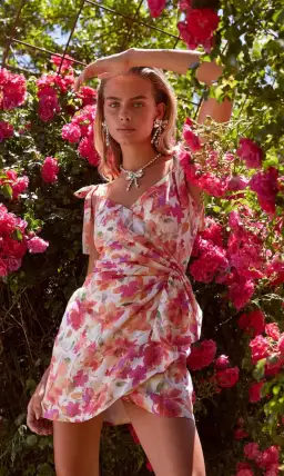 Sofia the Label Marni Mini Dress in Pink Peach Floral Size 8 for rent on The Volte - image 4