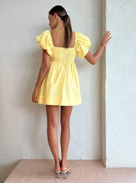 Sovere Relish Mini Dress in Lemon Butter Size 6 for rent on The Volte - main image