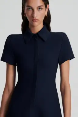 Scanlan Theodore Crepe Knit Mini Dress Navy Size S/Au 8 for rent on The Volte - image 3