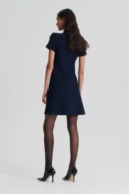 Scanlan Theodore Crepe Knit Mini Dress Navy Size S/Au 8 for rent on The Volte - image 4