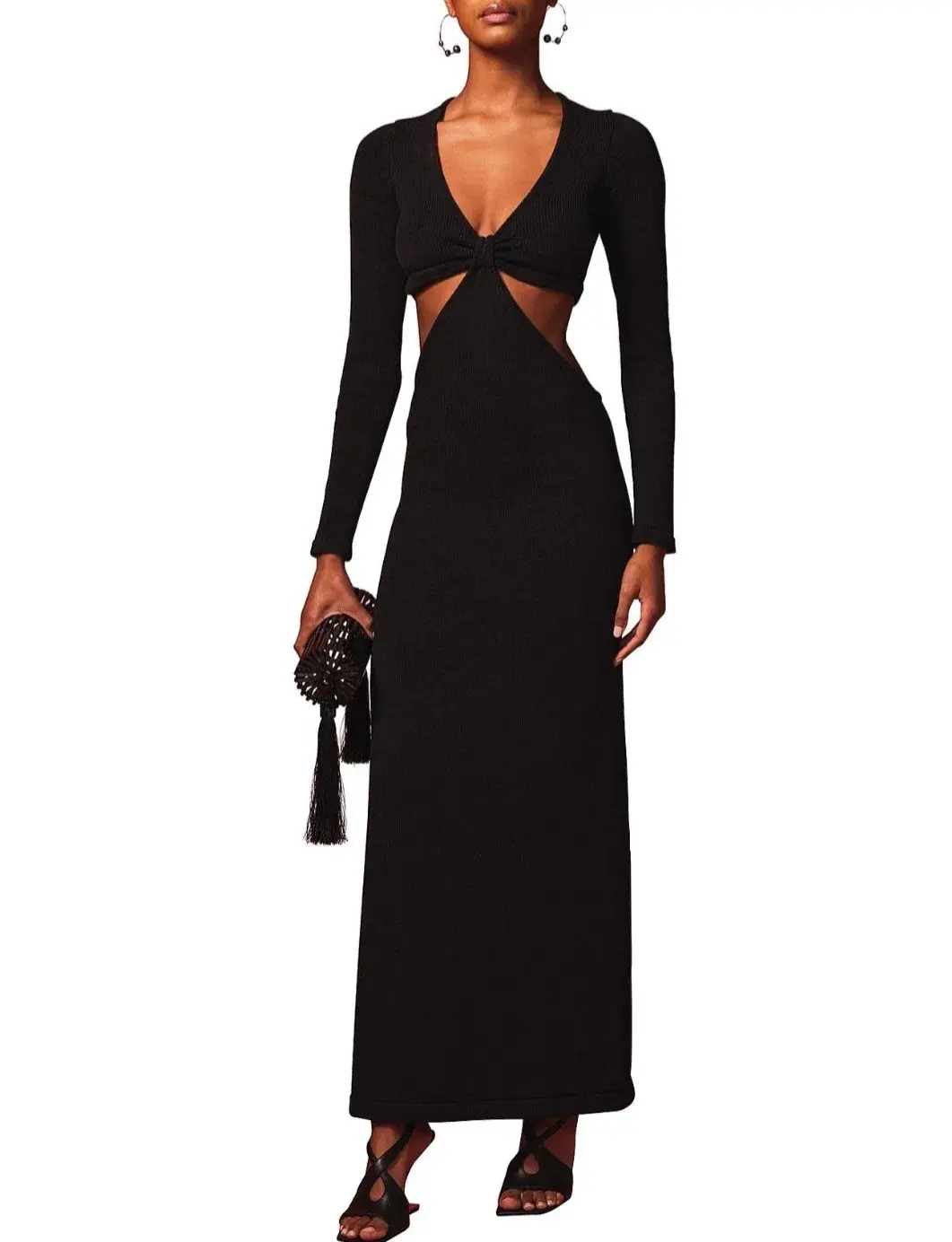 Cult Gaia Jana Cut Out Knit Dress Black Size L /AU 12 for rent on The Volte - main image