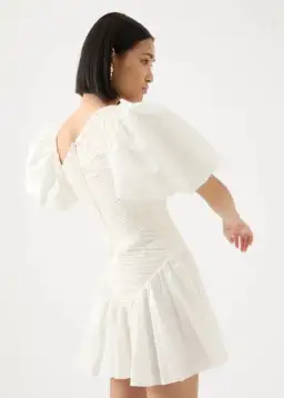 Aje Siren Drawstring Mini Dress Ivory Size 8 for rent on The Volte - image 3