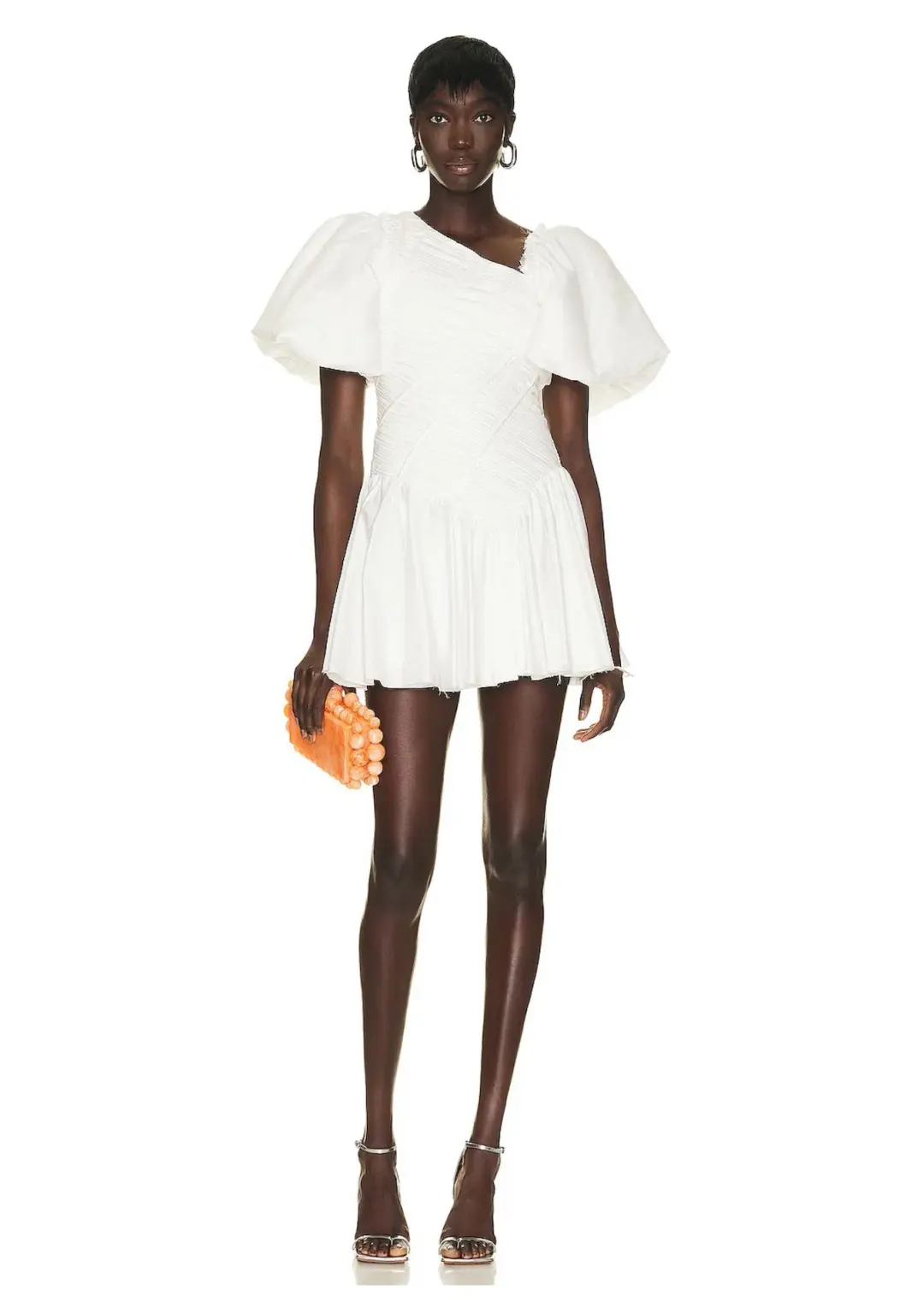 Aje Siren Drawstring Mini Dress Ivory Size 8 for rent on The Volte - main image