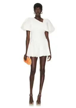 Aje Siren Drawstring Mini Dress Ivory Size 8 for rent on The Volte - image 1
