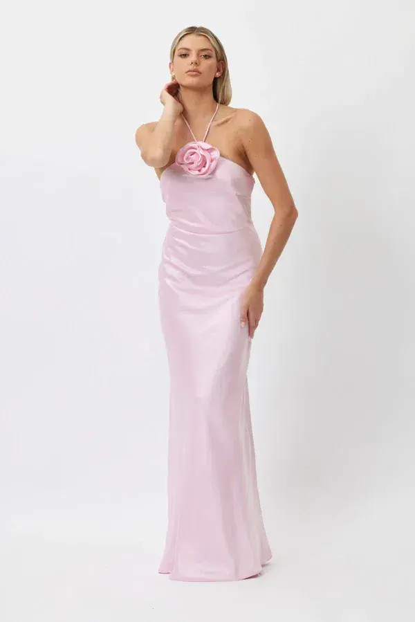 Bianca & Bridgett Tina Halter Dress Pink Size 8 for rent on The Volte - main image