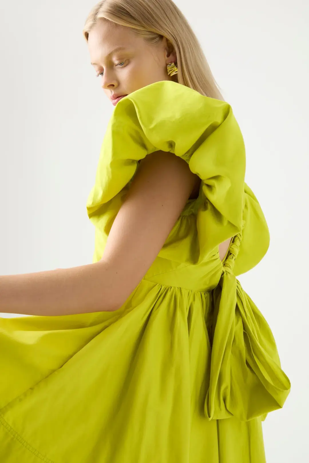 Aje Gretta Bow Back Mini Dress Chartreuse Green Size 16 for rent on The Volte - main image