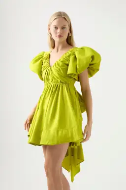 Aje Gretta Bow Back Mini Dress Chartreuse Green Size 16 for rent on The Volte - image 2