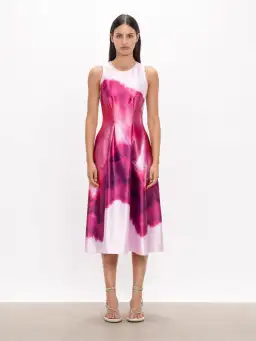 Veronika Maine Marbled Satin Midi Dress Fuchsia Size 6 for rent on The Volte - image 1