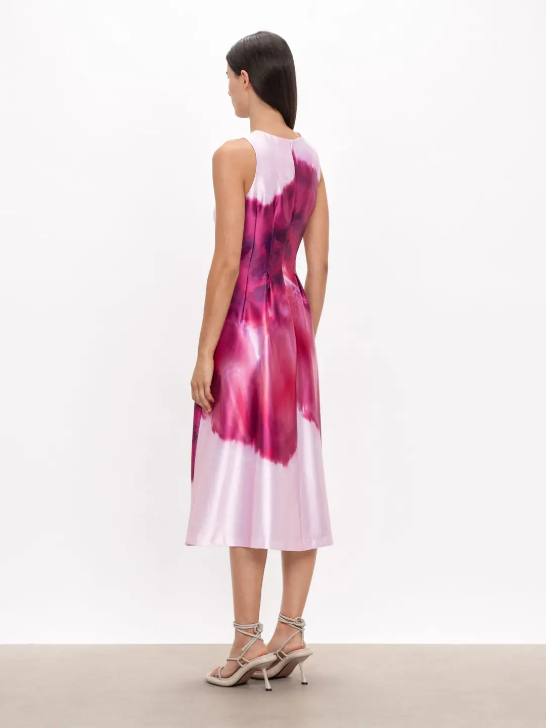 Veronika Maine Marbled Satin Midi Dress Fuchsia Size 6 for rent on The Volte - main image
