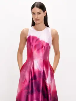 Veronika Maine Marbled Satin Midi Dress Fuchsia Size 6 for rent on The Volte - image 2