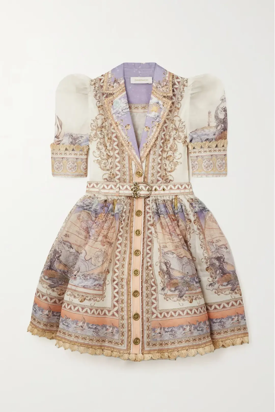 Zimmermann The High Tide Mini Shirt Dress in Odyssey Print Size 3 / AU 14 for rent on The Volte - main image