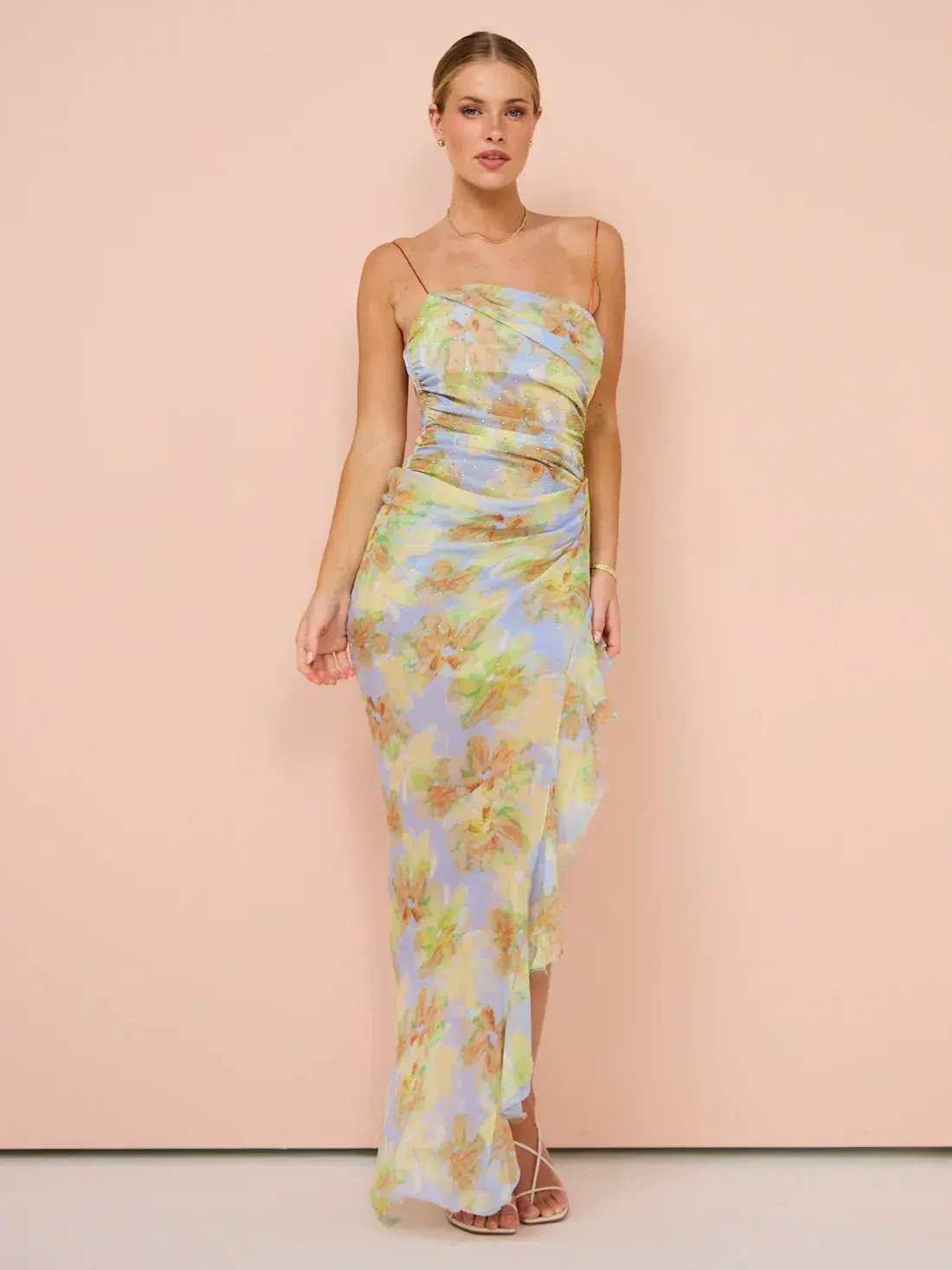 Bec & Bridge Zephy Asym Dress in Blue Blossom Floral Size 8 - Image 2