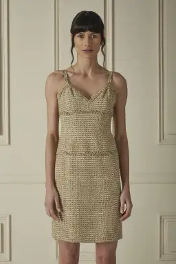 Chanel Tweed Mini Dress Gold Multicolour Size AU 10 / M