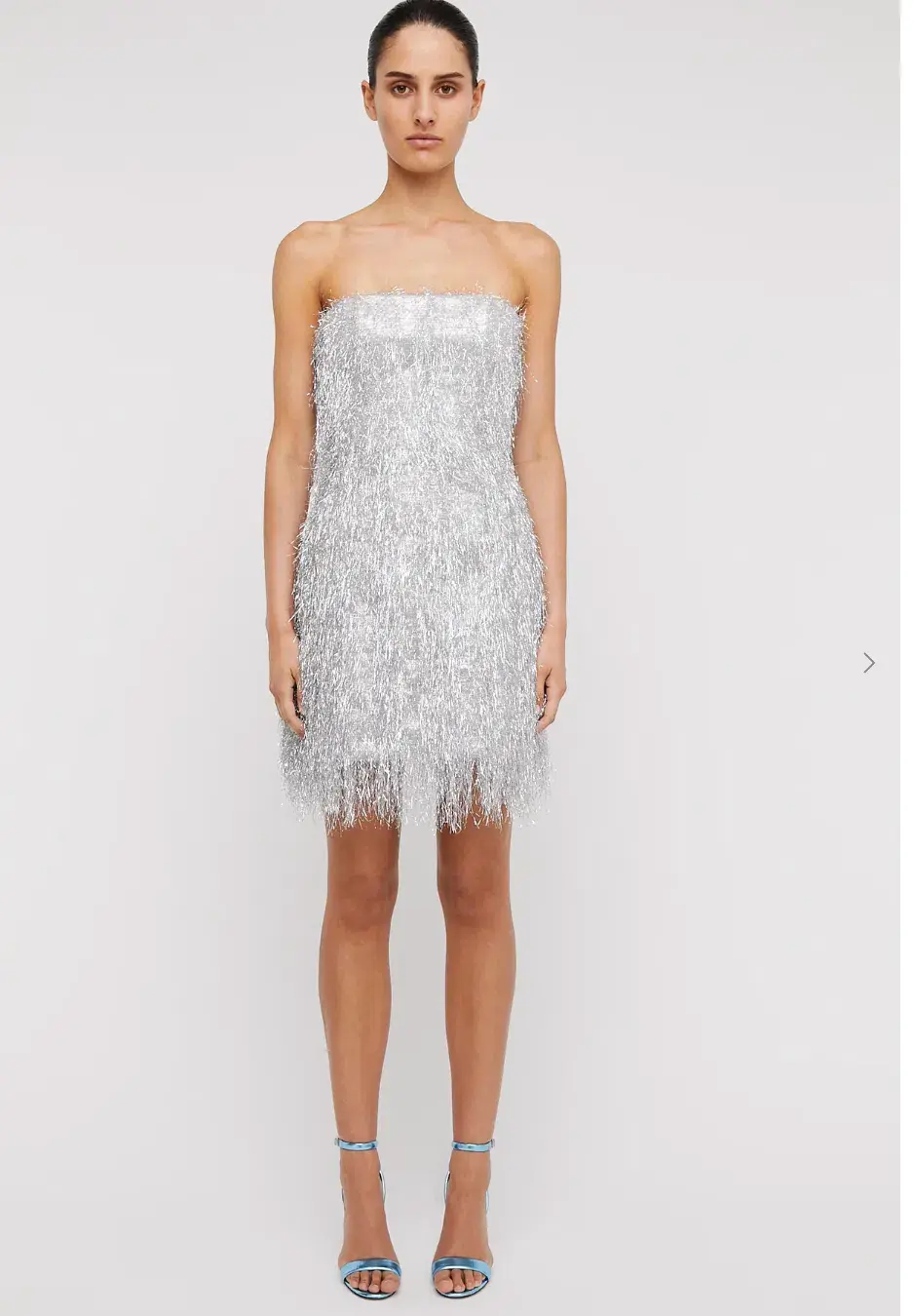 Scanlan Theodore Tinsel Mini Dress Silver Size 10 for rent on The Volte - main image