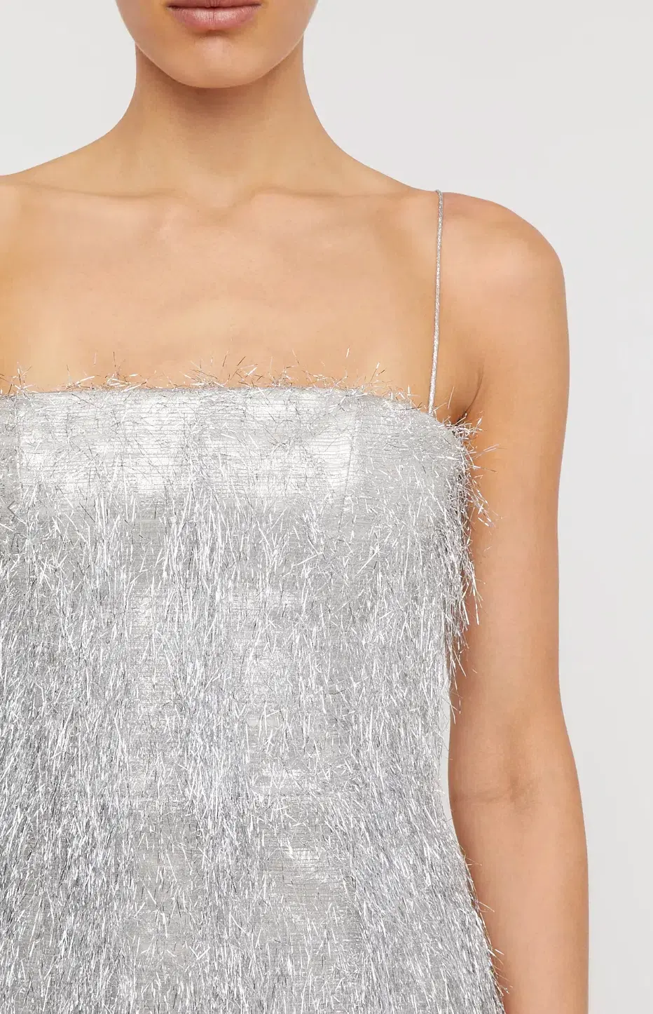 Scanlan Theodore Tinsel Mini Dress Silver Size 10 for rent on The Volte - main image
