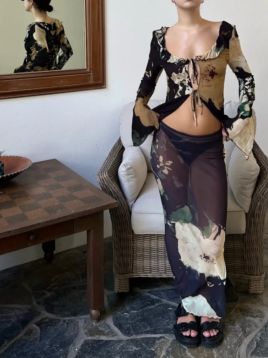 Isabelle Quinn Adeline Blouse & Marilyn Skirt Set Midnight Floral Size 8 for rent on The Volte - main image