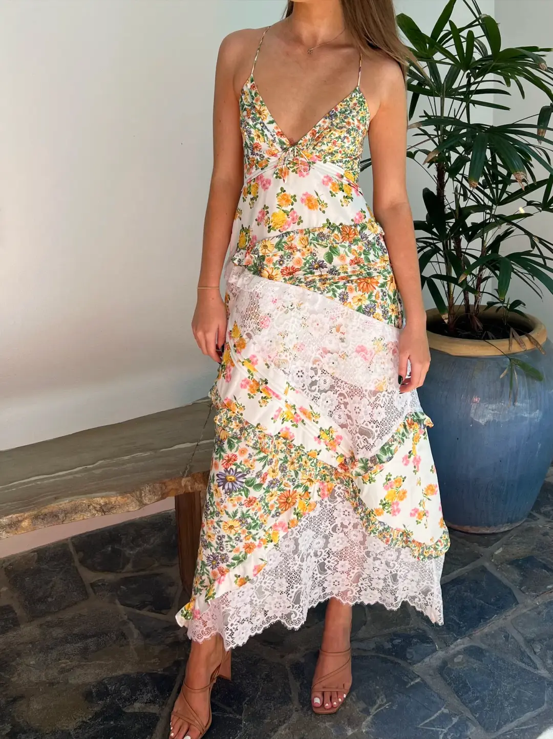 For Love and Lemons Roselyn Maxi Dress in Marigold Size 8 for rent on The Volte - main image