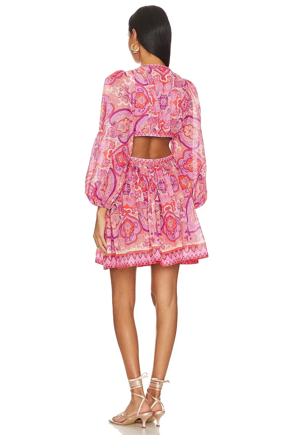 Zimmermann Halcyon Tie Front Mini Dress Pink/Purple Paisley Size 1 / AU 10 - Image 2