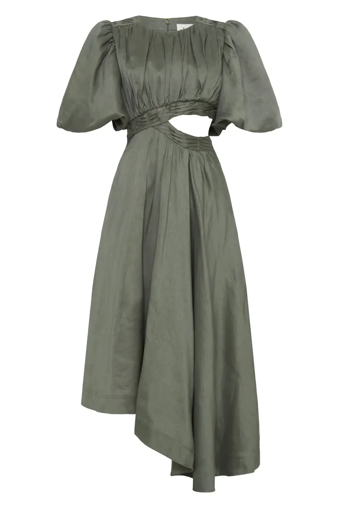 Aje Tidal Tucked Cut Out Midi Dress Oakmoss Size 14 for rent on The Volte - main image