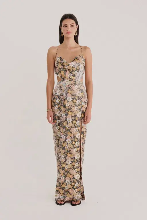 Rumer The Label Paloma Cut Out Gown Floral Size XS/Au 6 for rent on The Volte - main image