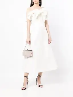 Rachel Gilbert Freida Ruffled Strapless Midi Dress In White for rent on The Volte - image 2
