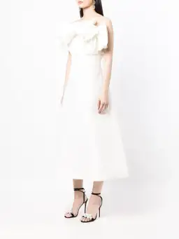 Rachel Gilbert Freida Ruffled Strapless Midi Dress In White for rent on The Volte - image 1