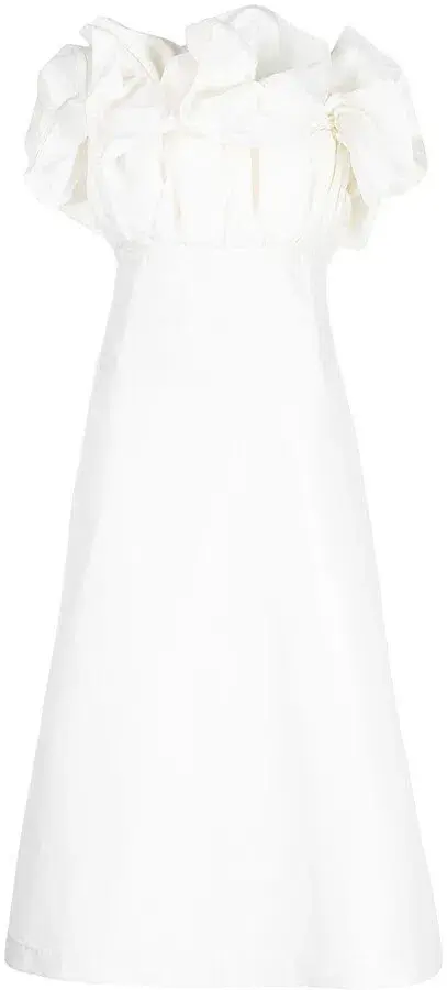 Rachel Gilbert Freida Ruffled Strapless Midi Dress In White for rent on The Volte - main image
