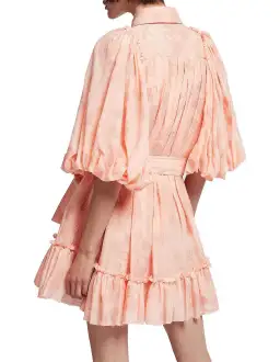 Aje Textural Puff Sleeve Mini Dress Peach Size 8 for rent on The Volte - image 3
