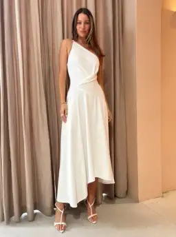 One Fell Swoop Rosa Midi Dress In Runway White Matte Size 6 for rent on The Volte - image 2