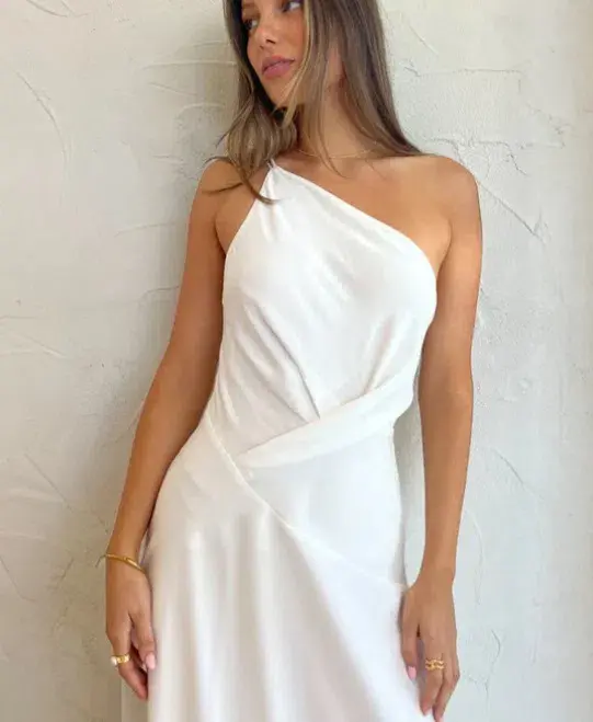 One Fell Swoop Rosa Midi Dress In Runway White Matte Size 6 for rent on The Volte - main image