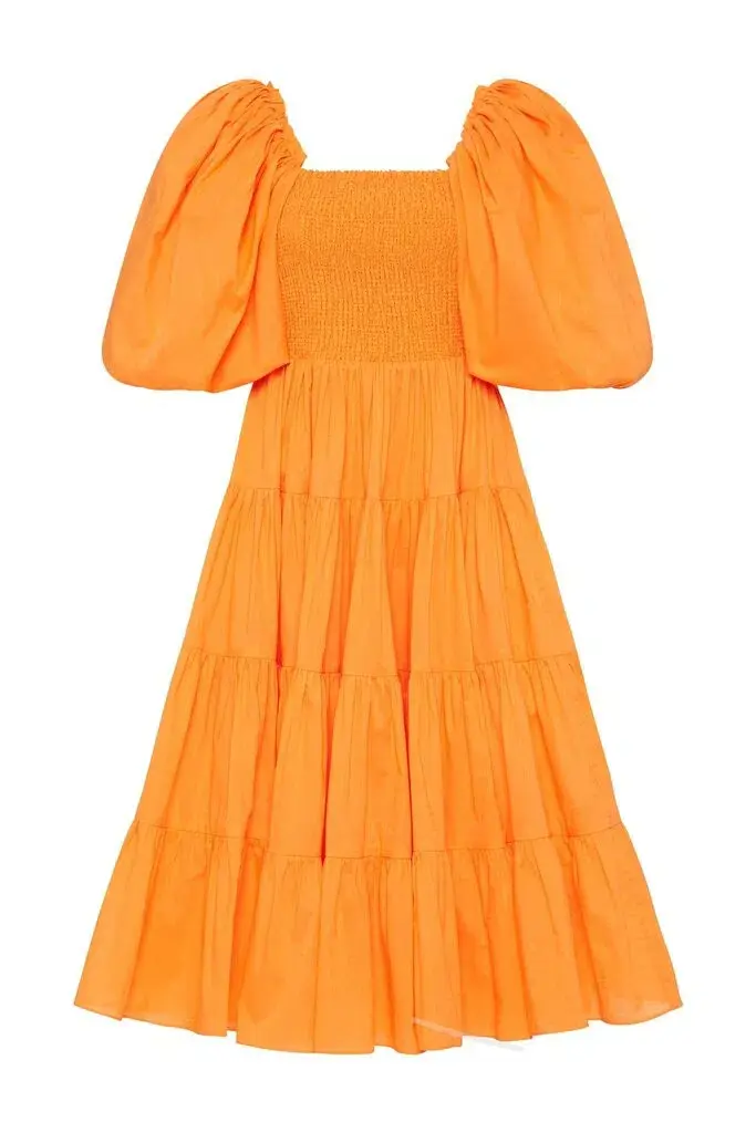 AJE Cherished Orange Midi Dress Orange Size 6 for rent on The Volte - main image