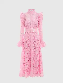 Leo Lin Aliya Butterfly Sleeve Midi Dress Candy Pink Size 10 for rent on The Volte - image 3