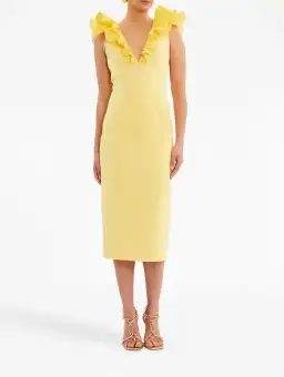 Rebecca Vallance Chloe Midi Dress Yellow Size 10