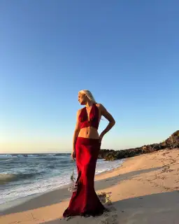 Arcina Ori Rosalina Set Deep Cherry Red Size L/AU 12 for rent on The Volte - image 5