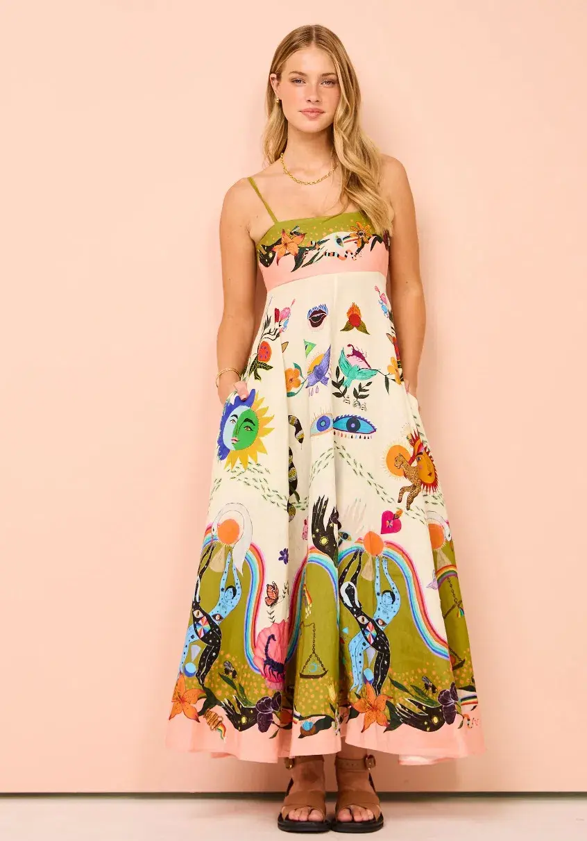 Alemais Evergreen Sundress Multi Print Size 10 for rent on The Volte - main image