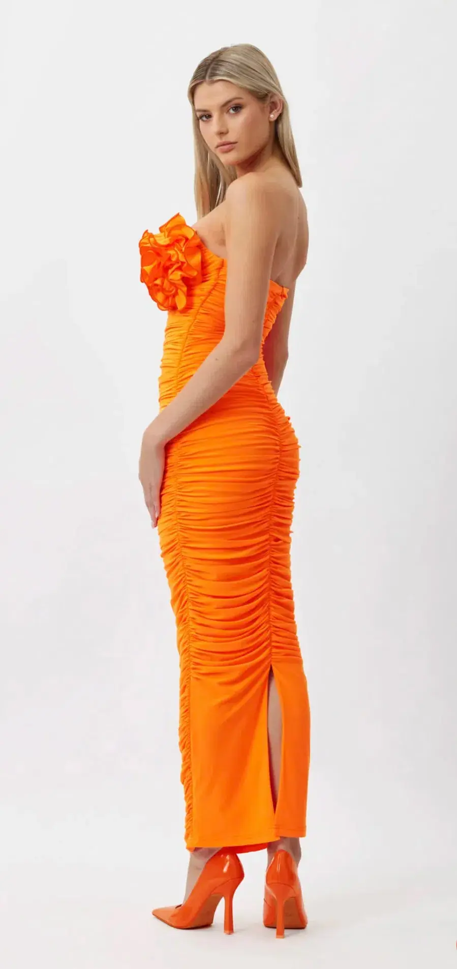 Bianca and Bridgett Tara Midi Dress in Orange Size 8 for rent on The Volte - main image