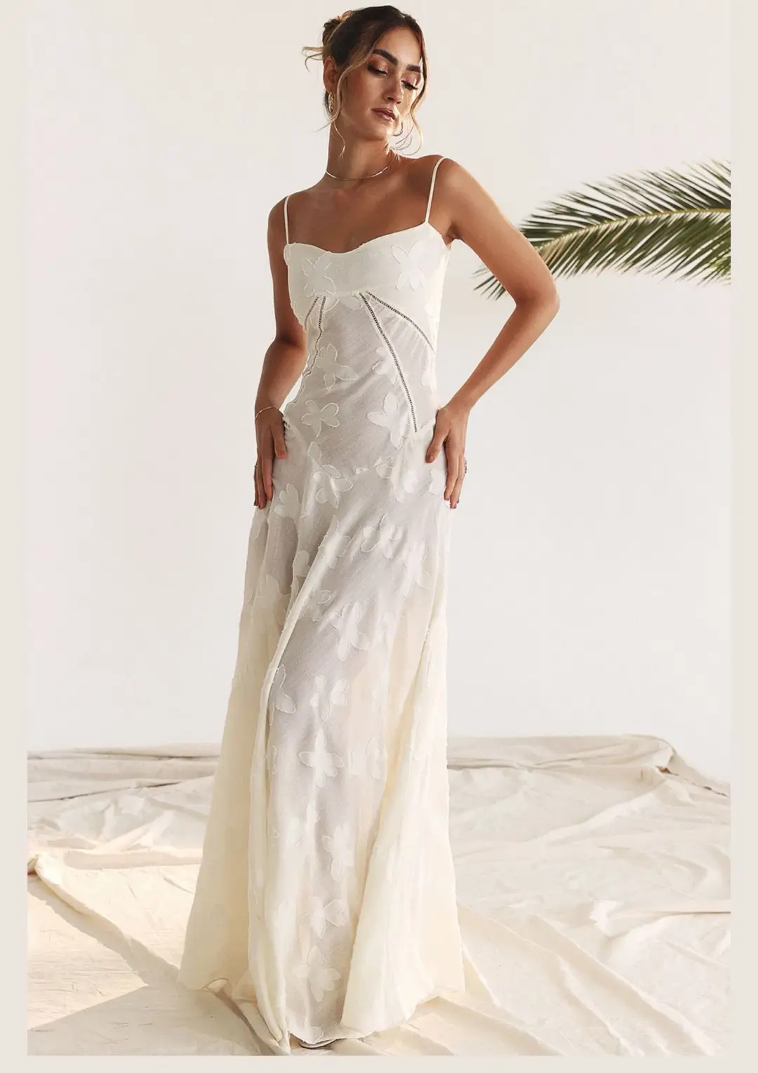 House Of CB Seren Lace Back Maxi Dress Vintage Cream Floral Size XS / AU 6 for rent on The Volte - main image