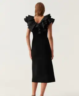 Aje Transcendent Ruffle Midi Dress in Black Size 12 for rent on The Volte - image 3
