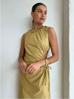 Sir the Label Dion Cut Out Maxi Dress Camel Size 6 for rent on The Volte - image 4