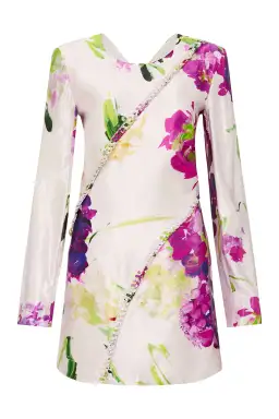 Aje Arbour Whipstitch Mini Dress Wild Hydrangea Floral Size 10 for rent on The Volte - image 6