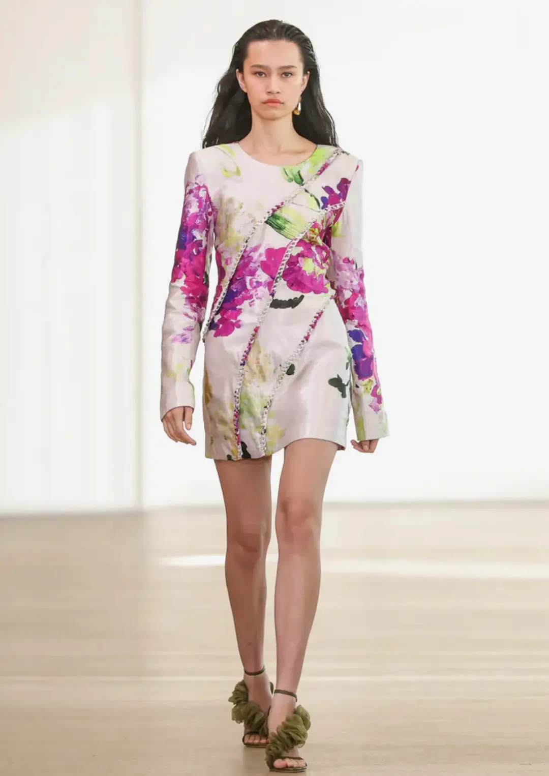 Aje Arbour Whipstitch Mini Dress Wild Hydrangea Floral Size 10 for rent on The Volte - main image