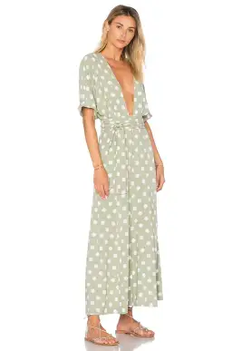 Mara Hoffman Deep V Neck Jumpsuit Green Print Size 8 for rent on The Volte - image 2